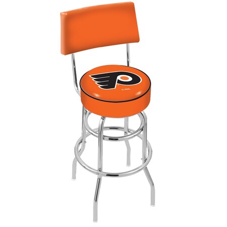 Holland Bar Stool Co 25" Chrome 2-Ring Philadelphia Flyers Swivel Bar Stool, Back L7C425PhiFly-O